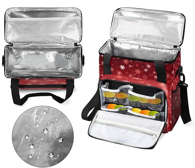 Abstract Snowflakes Christmas Coffee Maker Carrying Bag Travel Storage Bag Compatible with K-Mini or K-Mini Plus Single Serve Coffee Brewer Carrying Case with Multiple Pockets &amp Shoulder Strap