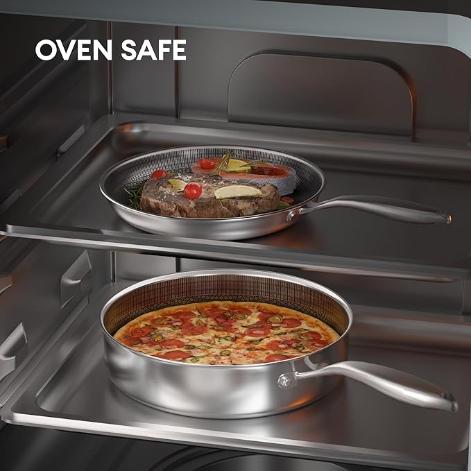 COOKER KING Stainless Steel Cookware Set Pots and Pans Set with Lids Frying Pans Saucepan Saute Pan &amp Stock Pot Non Stick Non Toxic Induction Oven Dishwasher Safe PFOA Free