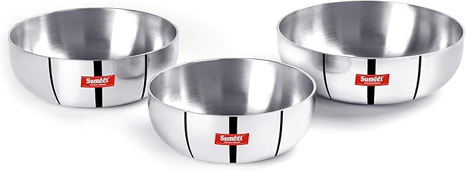 Sumeet 3mm Induction Bottom Aluminium Tasra Set of 3Pcs (1.8Ltr 2.3Ltr 2.8Ltr)