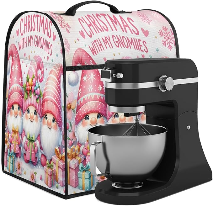 cfpolar Kitchen Aid Mixer Cover Compatible with 6-8 Quarts Christmas Pink Dwarf Holly Stand Mixer Cover Kitchen Aid Mixers Accessories Appliance Organizer Bag Dust Covers with Zipper Pocket