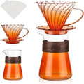 Bincoo Pour Over Coffee Maker Set - 500ML Glass Coffee ServerGlass Carafe with Coffee Dripper and 50PCS Paper Filter Drip Coffee Maker Set for Home Café Restaurant (Orange)