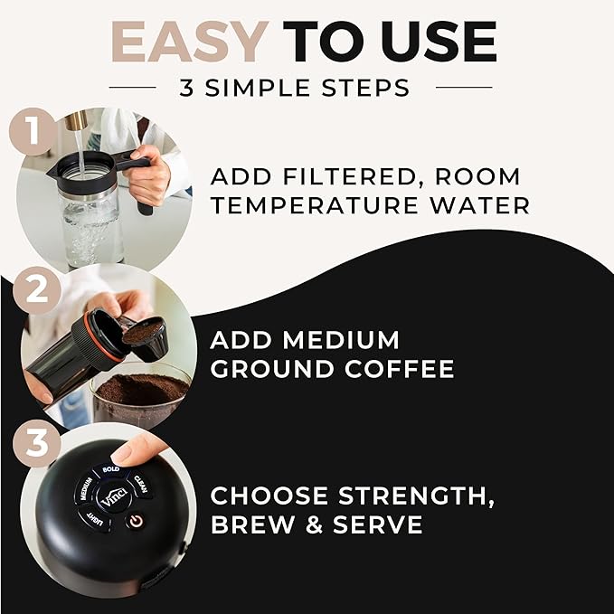 VINCI Express Cold Brew Electric Cold Brew Coffee Maker in 10 minutes 3 Brew Strength Settings &amp Cleaning Cycle Easy to Use &amp Clean Glass Carafe (2.0 Liters / 68 Fl.oz) Capacity