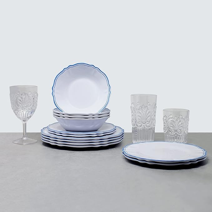 Le Cadeaux 12 Piece Luxury Melamine Dinnerware Set Service for 4 Maison