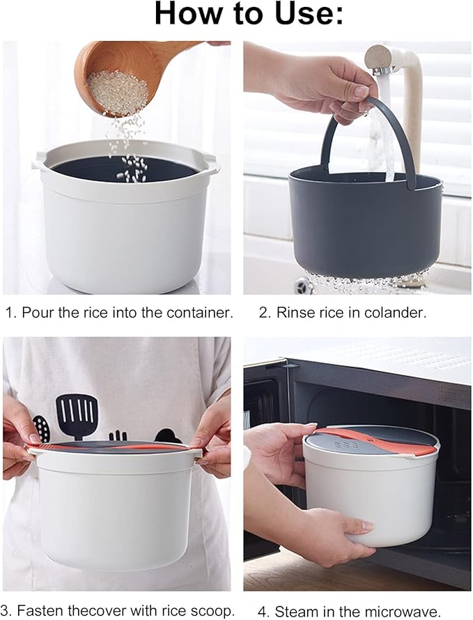 Rice Cooker MicrowaveM Cuisine Rice Cooker MicrowaveHousehold Microwave Oven Rice Cooker 2 Layer Rice Steamer High Temperature Resistant Steam Pot