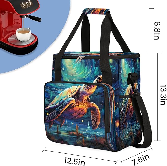 Starry Night Turtle Coffee Maker Carrying Bag for Keurig K-Mini or K-Mini Plus Storage Portable Coffee Maker Travel Bag