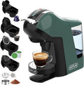 KOTLIE EM-308B Espresso Machine Single Serve Coffee Maker Compatible with Multiple Capsule Types Ground Coffee and ESE Pods 3 Temperatures 7 Water Volume Levels 34 Oz（Green）