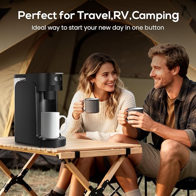 SOPPY Single Serve Coffee Maker for K Capsule 3 Seconds Instant Hot with Adjustable Temperature Control Dual Brew Modes Transparent Water Tank &amp Removable Stand Fast Brewing Coffee Machine Bl