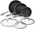 MOMOSTAR Hybrid Nonstick 6-Piece Frying Pan Set 8 10 and 12-Inch Cookware Sets with Tempered Glass Lids Dishwasher &amp Oven Safe Induction Ready Compatible with All Cooktops