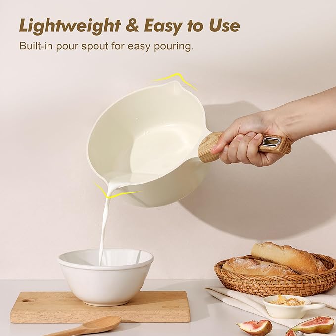 SENSARTE 2.0 &amp 3.0 Quart Ceramic Sauce Pan Sets with Lid Cooking Pots Set Nonstick Saucepan Set with Pour Spout Small Kitchen Pot Non toxic Saucepot Induction Comptable PFOA PTFE PFAS Free