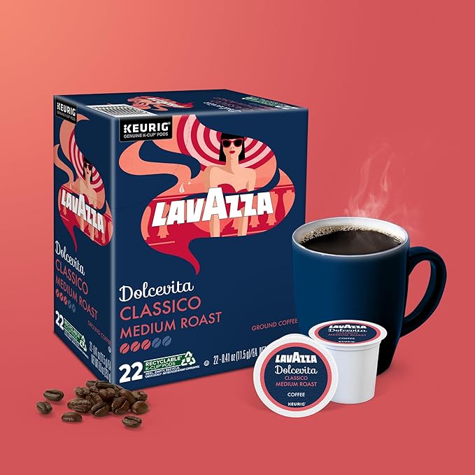 Lavazza Dolcevita Classico Single-Serve Keurig K-Cup Pods Medium Roast Coffee 88-Count Box (4 Packs of 22)