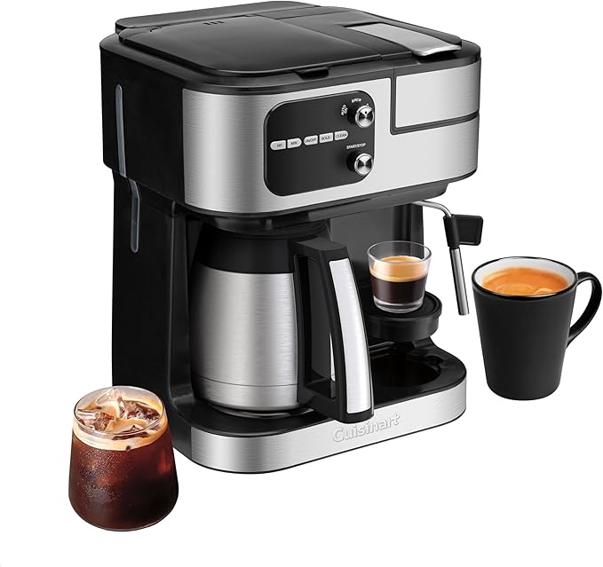 Cuisinart Coffeemaker Coffee Center Barista Bar 4-In-1 Coffee Machine Single-Serve Coffee Espresso &amp Nespresso Capsule Compatible 10-Cup Thermal Carafe Black SS-4N1TNAS