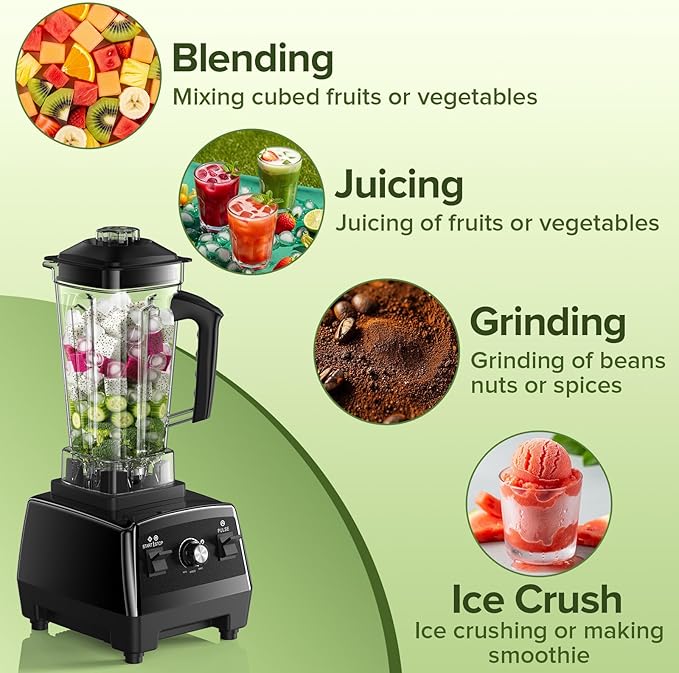 Blender for Smoothies Blenders for Kitchen with 68Oz. Pitcher and 20Oz.Juicer Container Smoothie Blender for Ice Crushing Frozen Fruits Black