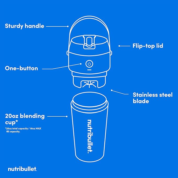 nutribullet Flip Portable Blender with Insulated Cup Cordless Brushed Stainless NBPB50350SS