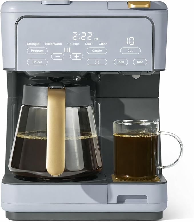 Multi Brew Coffee Maker with Single Serve and Carafe Brewing Options for Countertop Home Use (Cornflower Blue)