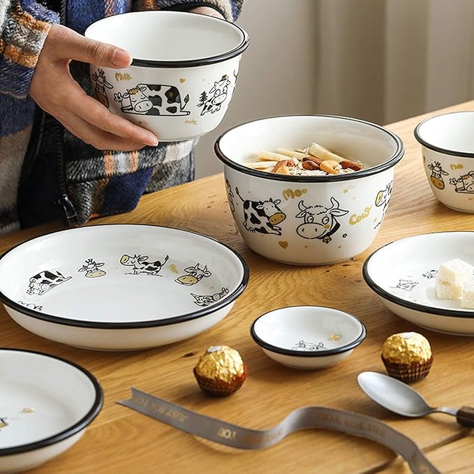 Dinner SetCeramics Dinnerware Set 26 Pieces Retro Series Plates and Cereal Bowl Sets Strengthen Porcelain