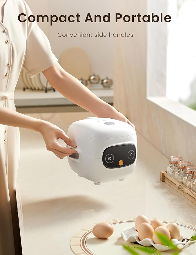 COMFEE' Mini Rice Cooker 4 Cups Cooked/2 Cups Uncooked Portable Non-Stick rice maker 24 hours Timer Delay 6 Functions Fast Cooker Brown Rice Oatmeal White