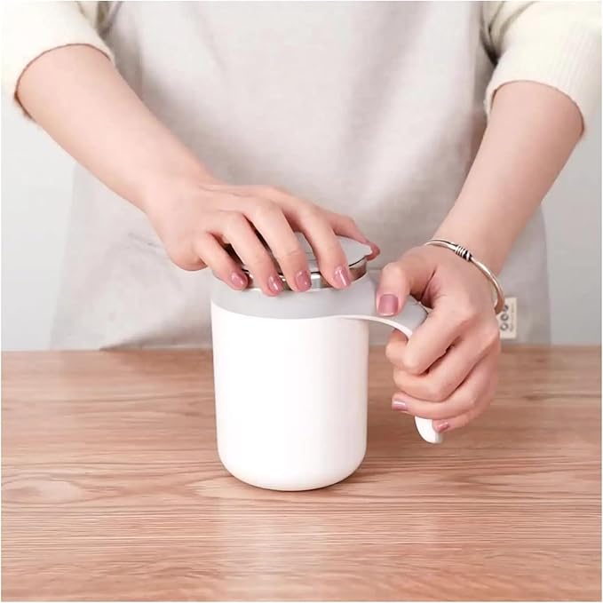 Automatic Mixing Cup Portable Automatic Stirring Cup Mug Rechargeable Coffee Electric Stirring Stainless Steel Magnetic Rotating Blender Stirring CupElectric Stirring Mug(White)
