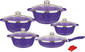 10-Piece Granite-Marble Coated Nonstick Cookware Set with Glass Lids - Ultimate Aluminum Alloy Pots and Pans Collection for Home and Kitchen Including Saucepans Frying Pan and Sto(Color:deeppurple)
