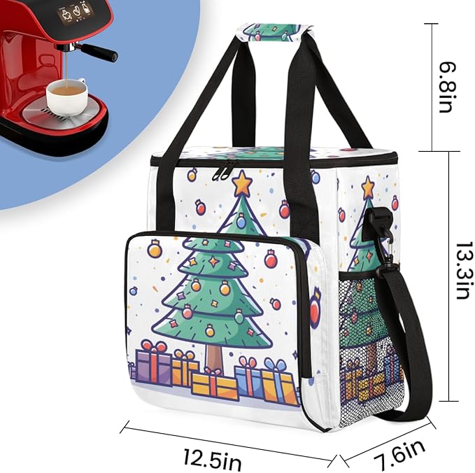 Christmas Gift Coffee Maker Carrying Bag Magical Tree Travel Storage Bag Compatible with K-Mini or K-Mini Plus Single Serve Coffee Brewer Carrying Case with Multiple Pockets &amp Shoulder Strap