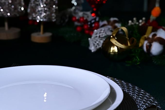 Jasmine Bone China Dinnerware Set 16 Pieces Service for 4 White Plates Dishes Bowls Set Microwave and Dishwasher Safe