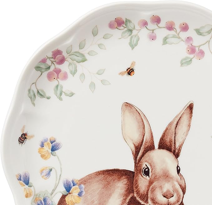 Lenox Dinnerware Set Butterfly Meadow Bunny 4-Piece Accent Plate Set Service For 4 Microwave And Dishwasher Safe Porcelain Plates Easter Plates Dish Set Home And Kitchen (Assorted 4 Pieces)