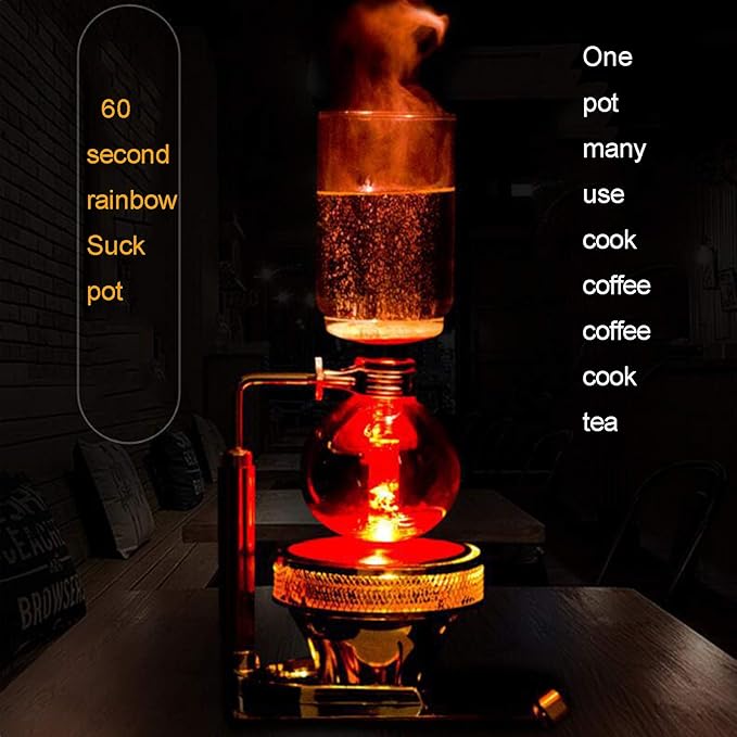 Siphon Coffee MakerTea Siphon Pot Vacuum Coffee Maker GlassCoffee Machine Filter Syphon Siphon Vacuum Coffee Maker 3-5 CupHigh Temperature Resistant Glass3