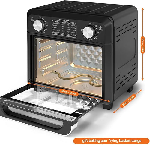 11QT Compact 2-Slice Air Fryer Toaster Oven with Reference Menus 1500W Small Convection Countertop Oven Adjustable Time &amp Temperature Ideal for Singles &amp Couples Black