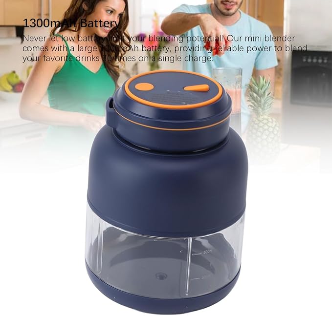 Portable Blenders Handheld Fruit Mixer USB Rechargeable Personal Blender Juicer Cup Leakproof Powerful Blending (Blue)