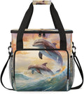 Sunset Dolphin Coffee Maker Carrying Bag Cute Dolphin Travel Storage Bag Compatible with K-Mini or K-Mini Plus Single Serve Coffee Brewer Carrying Case with Multiple Pockets &amp Shoulder Strap