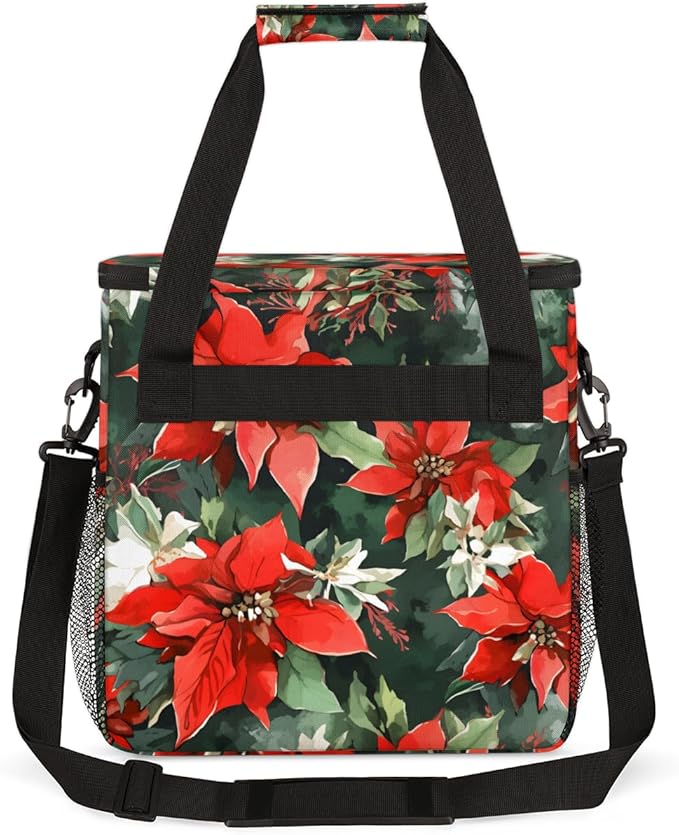 Holly Berry Flowers Coffee Maker Carrying Bag Oil Painting Flowers Travel Storage Bag Compatible with K-Mini or K-Mini Plus Single Serve Coffee Brewer Carrying Case with Pockets &amp Shoulder Strap
