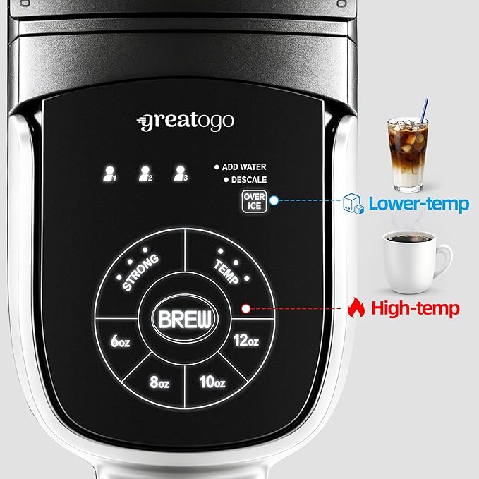 Small Single Serve Coffee Maker for K Cup and Ground Coffee Fast Brew One Cup Coffee 6 to 12 oz. Brew Sizes Machine with Descaling Reminder and Water Window Black