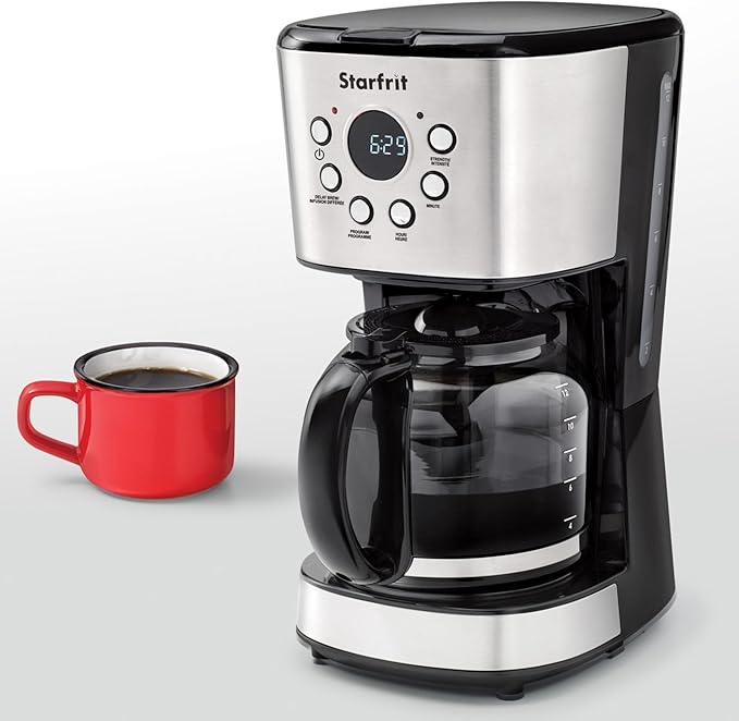 Starfrit Programmable Drip Coffee Maker - 12 Cups - LCF Display - Stainless Steel Design