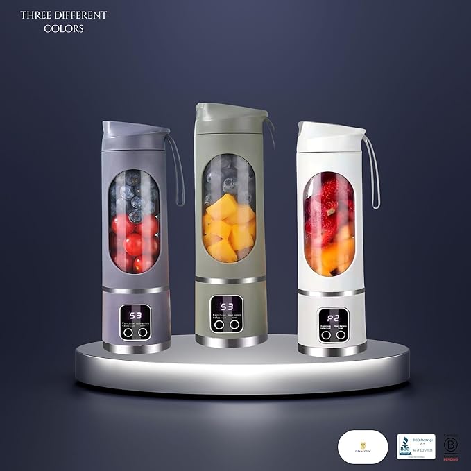 Paramexview® Portable Blender 16oz/500ml for Juices &amp Smoothies with 12 Stainless Steel Blades | USB Rechargable &amp 3 Levels Multi-Speed Control | 50W Powered fusion Portable Blender