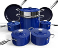 Nuwave Lux 13pc Forged Lightweight Cookware Set PFAS Free Healthy G10 Duralon Ceramic Coating Ultra Non-Stick Stay-Cool Handles Works on All Cooktops &amp Induction Ready