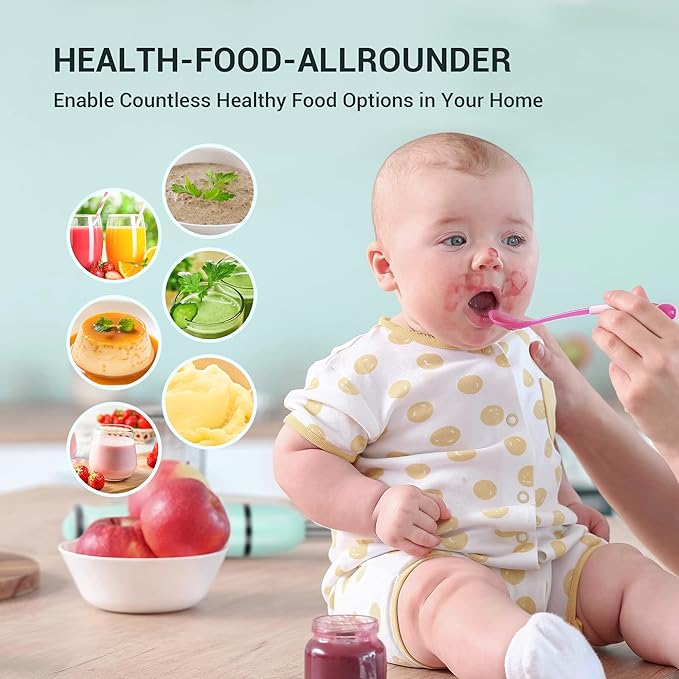 Immersion Hand Blender ISILER 5-in-1 500-Watt Multi-Purpose Stick Blender with 860ml Food Chopper 600ml Container Milk Frother Egg Whisk 8-Speed for Puree Infant Food Smoothies Soups