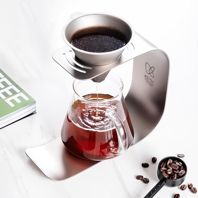 Keith Titanium Pour-Over Coffee Gear Series (Ti3612 Pour-Over Kit (Ti3661+Ti3625))