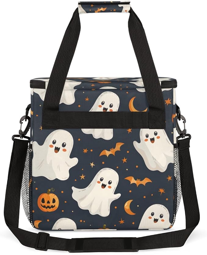 Modern Spooky Ghosts Coffee Maker Carrying Bag Portable Travel Storage Tote Bag Compatible with K-Mini or K-Mini Plus Single Serve Coffee Brewer Carrying Case with Multiple Pockets &amp Shoulder St