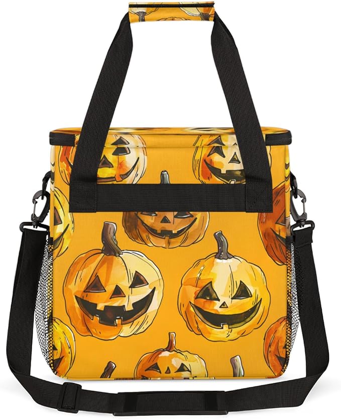 Gothic Pumpkin Coffee Maker Carrying Bag Bright Pumpkin Travel Storage Bag Compatible with K-Mini or K-Mini Plus Single Serve Coffee Brewer Carrying Case with Multiple Pockets &amp Shoulder Strap
