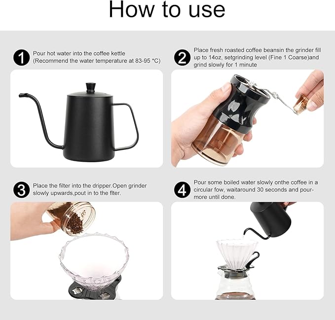 Pour Over Coffee Maker Set All in One Portable Coffee Maker Ideal for Home Brewing and Travel Coffee Lover Gift