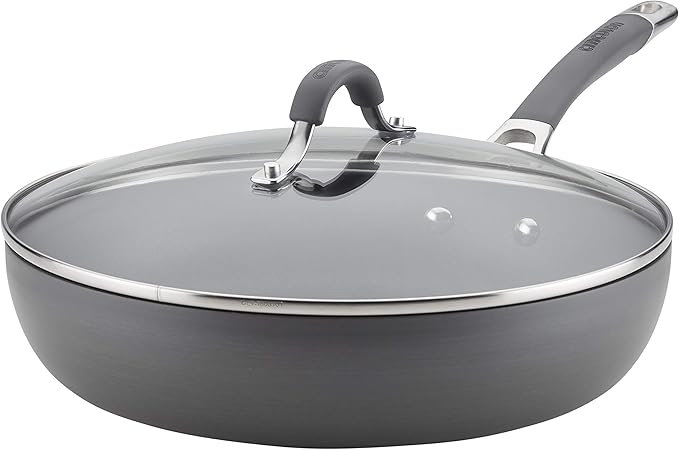 Circulon 83903 Radiance Hard Anodized Nonstick Cookware Pots and Pans Set 10 Piece Gray &amp Radiance Deep Hard Anodized Nonstick Frying Pan/Fry Pan/Hard Anodized Skillet with Lid - 12 Inch Gray