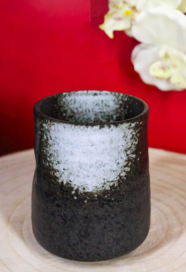 Ebros Gift Artistic Charcoal Grey Tone Hakumu Porcelain Ceramic Collection Dinnerware Serveware Kitchenware Set Asian Japanese Restaurant Supply (Pack Of 6 Yunomi Reactive Glaze Tea Cups 9oz)