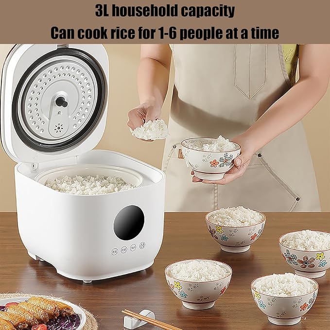 Multifunctional Non-stick Rice Cooker 3L Portable Travel Steamer 5 Cooking Functions 8-Hour Heat Preservation