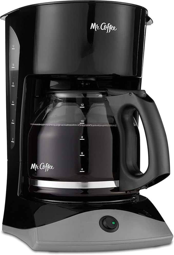Mr. Coffee Black Coffee Maker 12 Cups with Auto Pause and Glass Carafe Perfect for Home and Office Use