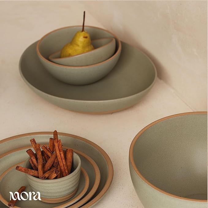 MORA Small Bowls Set of 4 16oz Ceramic Pottery Dessert Bowls - Microwave Oven and Dishwasher Safe - Harvest