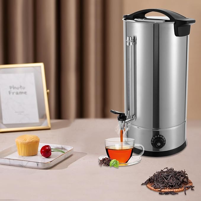 Commercial Coffee Urn 110V Coffee Percolator Commercial Coffee Maker Stainless Steel Coffee Maker Hot Water Beverage Dispenser Electric Coffee Urn For Catering Wedding Party (8L/2.11Gal)