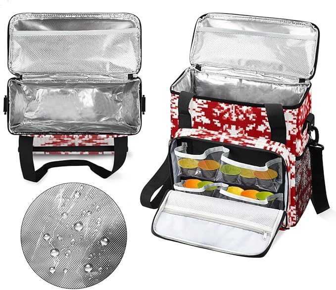 Red Ethnic Pattern Coffee Maker Carrying Bag Snowflake Travel Storage Bag Compatible with K-Mini or K-Mini Plus Single Serve Coffee Brewer Carrying Case with Multiple Pockets &amp Shoulder Strap