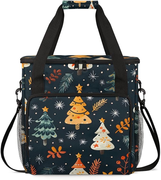 Christmas Xmas Tree Coffee Maker Carrying Bag Portable Travel Storage Tote Bag Compatible with K-Mini or K-Mini Plus Single Serve Coffee Brewer Carrying Case with Multiple Pockets &amp Shoulder Str