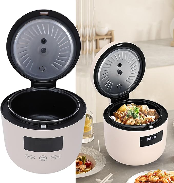 Generic Rice Cooker Non Stick Electric Hot Pot with Steaming Basket 3L Portable Multifunctional Cooking Pot for Ramen Noodles Pasta Soup (US Plug 110V)