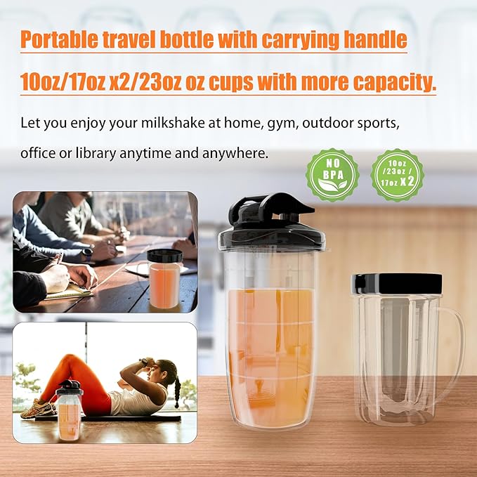 Smoothie Blender Personal Blender for Shakes and Smoothies12Pcs Coffee Grinder and Countertop Blenders Combo for Kitchen Portable Smoothie Blenders with 10oz/17oz x2/23oz Cups (BLACK) (black2)