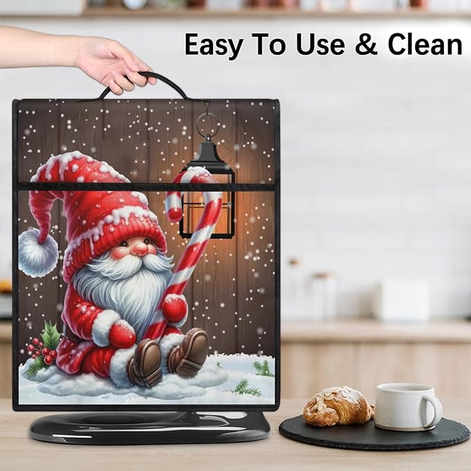 Kitchen Aid Mixer Cover Christmas Dwarf Hat Snowflakes Stand Mixer Cover Compatible with 6-8 Quarts Stand Mixers Dust Covers with Zipper Pocket Foldable Washable Kitchen Aid Organizer Bag